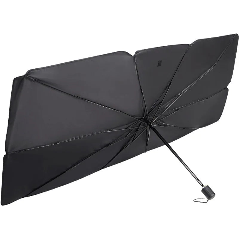 Parasol de coche plegado, tamaño compacto para guardar en el vehículo